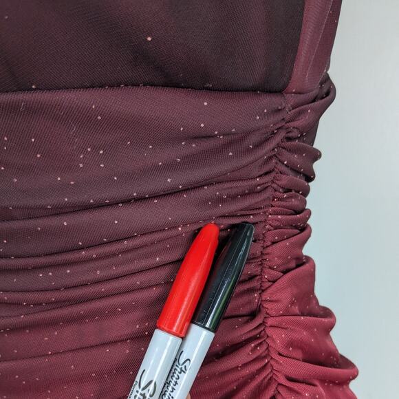 Vintage Nites Prom Dress Maxi Gown 6P Red Fairy Y2K Goth 90s Ombre Ruffle Glam - Picture 8 of 12